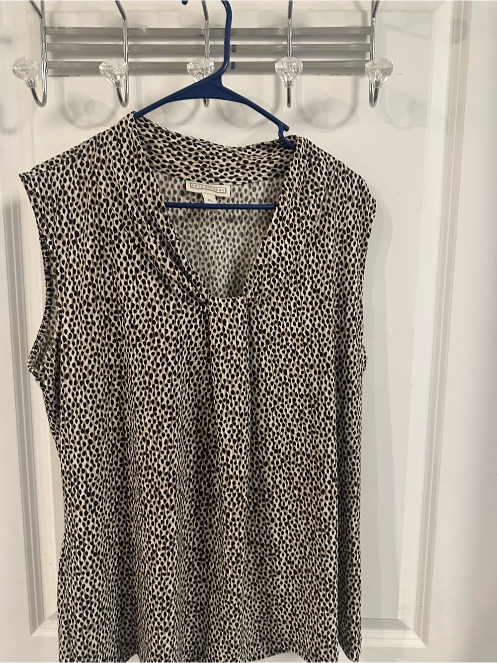 Dana Buchman Cream and Black Dotted Sleeveless Blouse